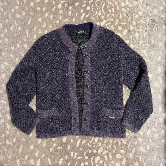 geiger Sweaters - Geiger 100% Pure New Wool Button Down Cardigan Purple Marled Size 38 M